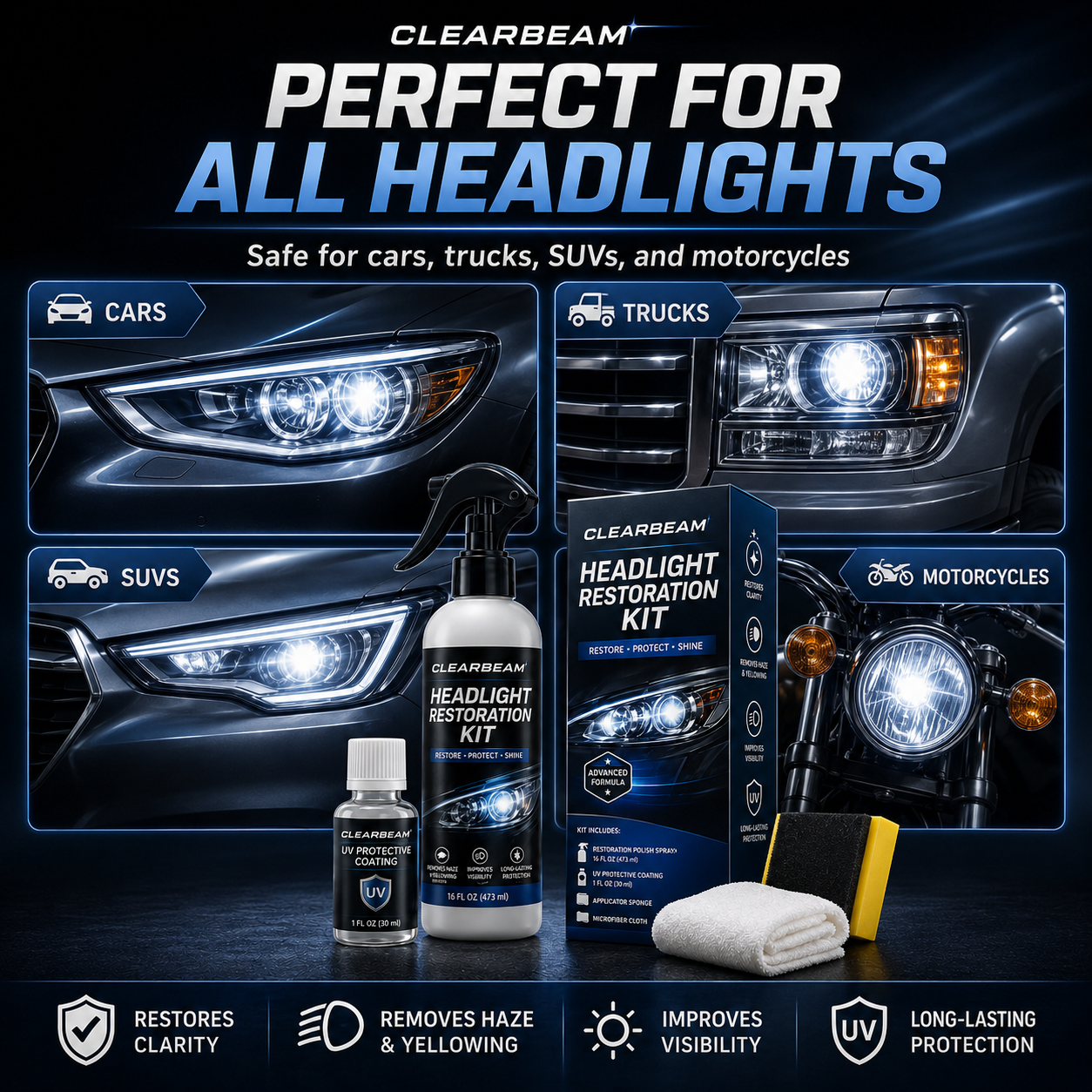 Headlight Restoration Fluid – Crystal Clear Lens Reviver